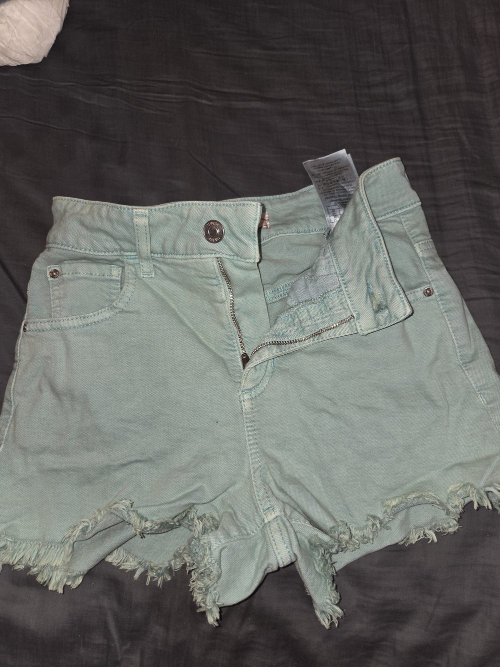 Guess Mint Green Distressed Denim Shorts